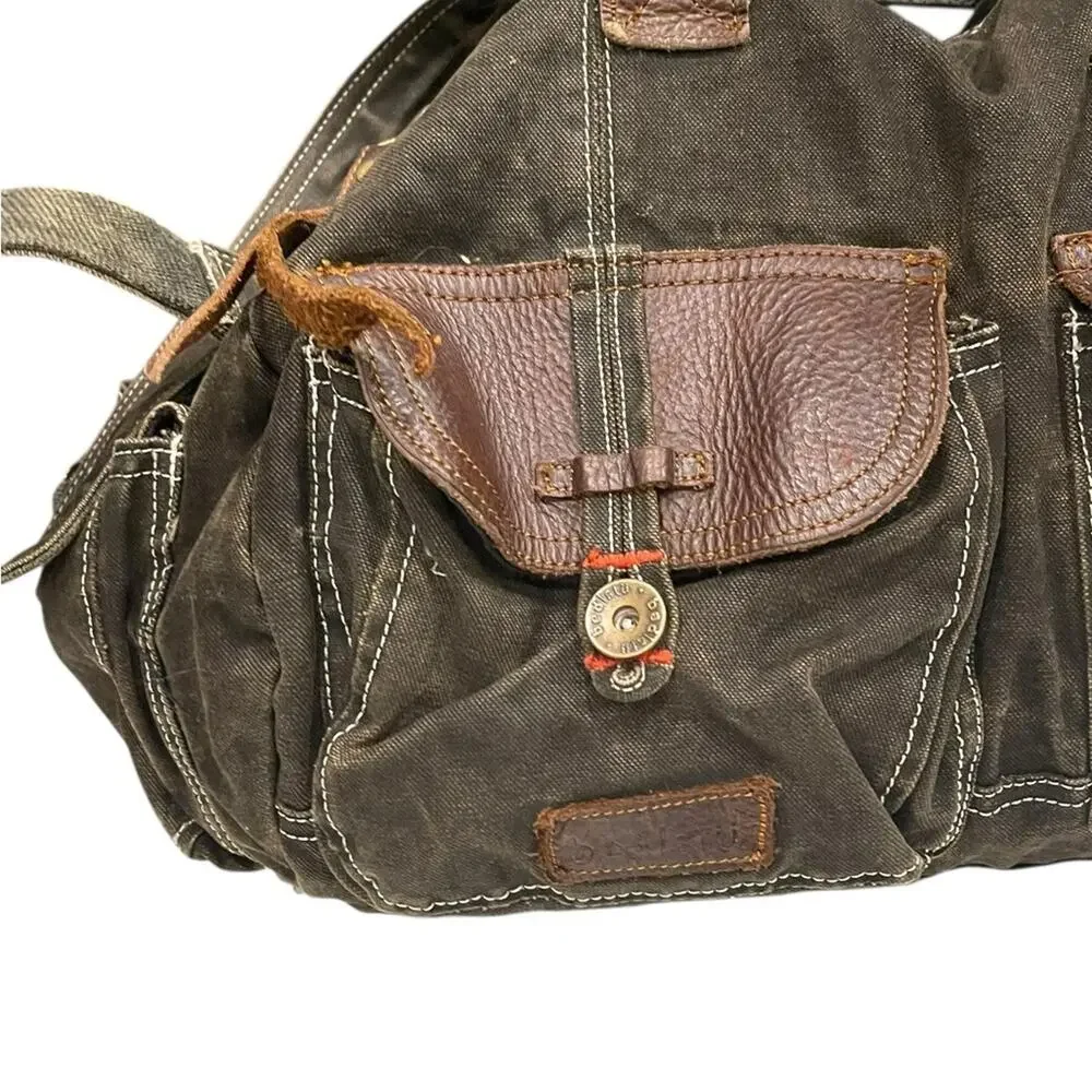 Bed stu military style leather/canvas bag